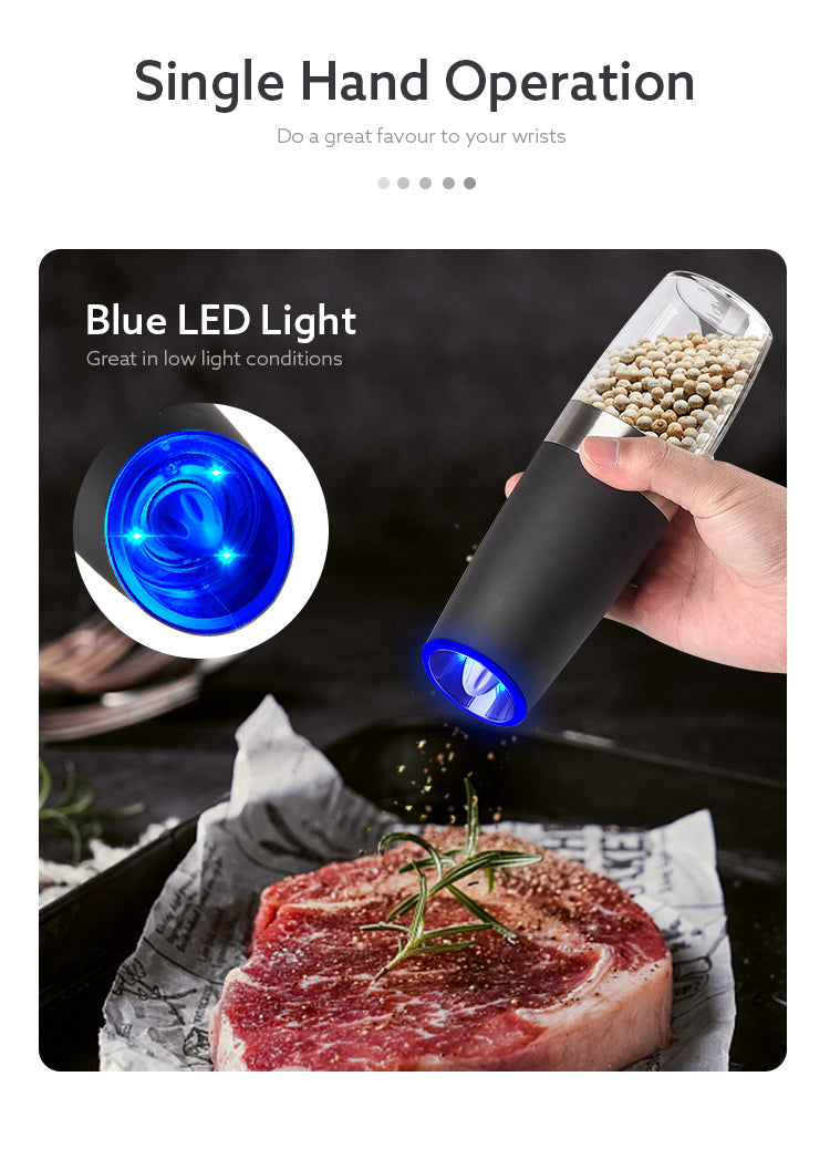 Moedor Elétrico Pimenta Sal C/ Sensor Gravidade e Led