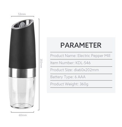 Moedor Elétrico Pimenta Sal C/ Sensor Gravidade e Led